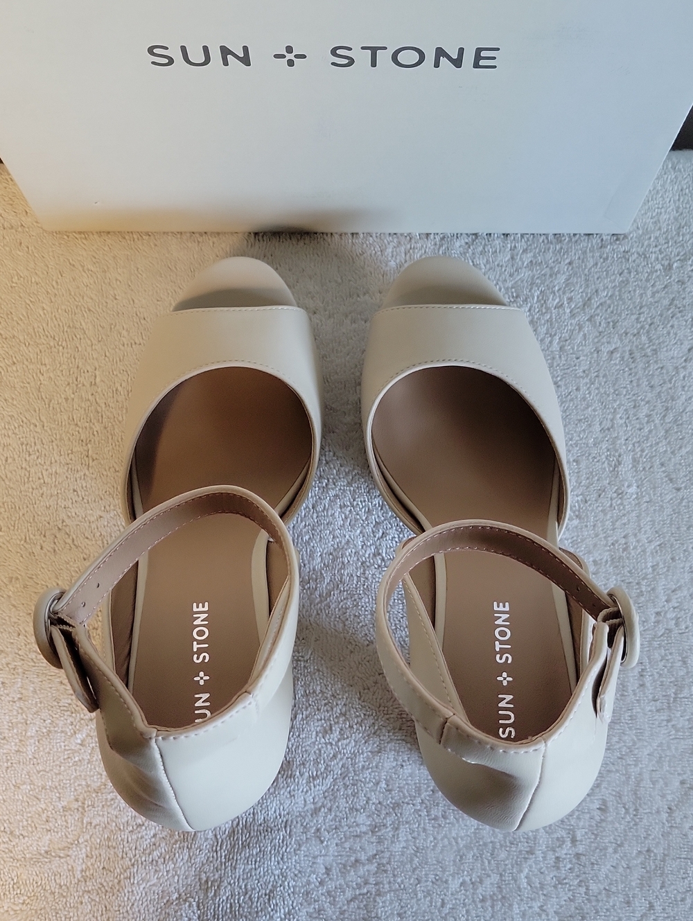 Sun + Stone "Reeta" Peep-toe, Block Heel Platform Sandals, NIB - Picture 5 of 11